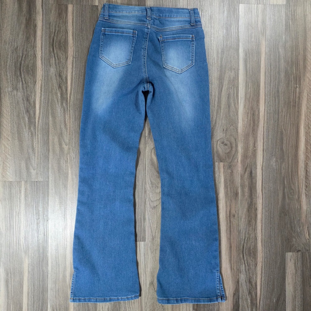 Extremely Me Womens Flare Jeans Medium Wash Side‎ Slit Size 16 Stretch Denim